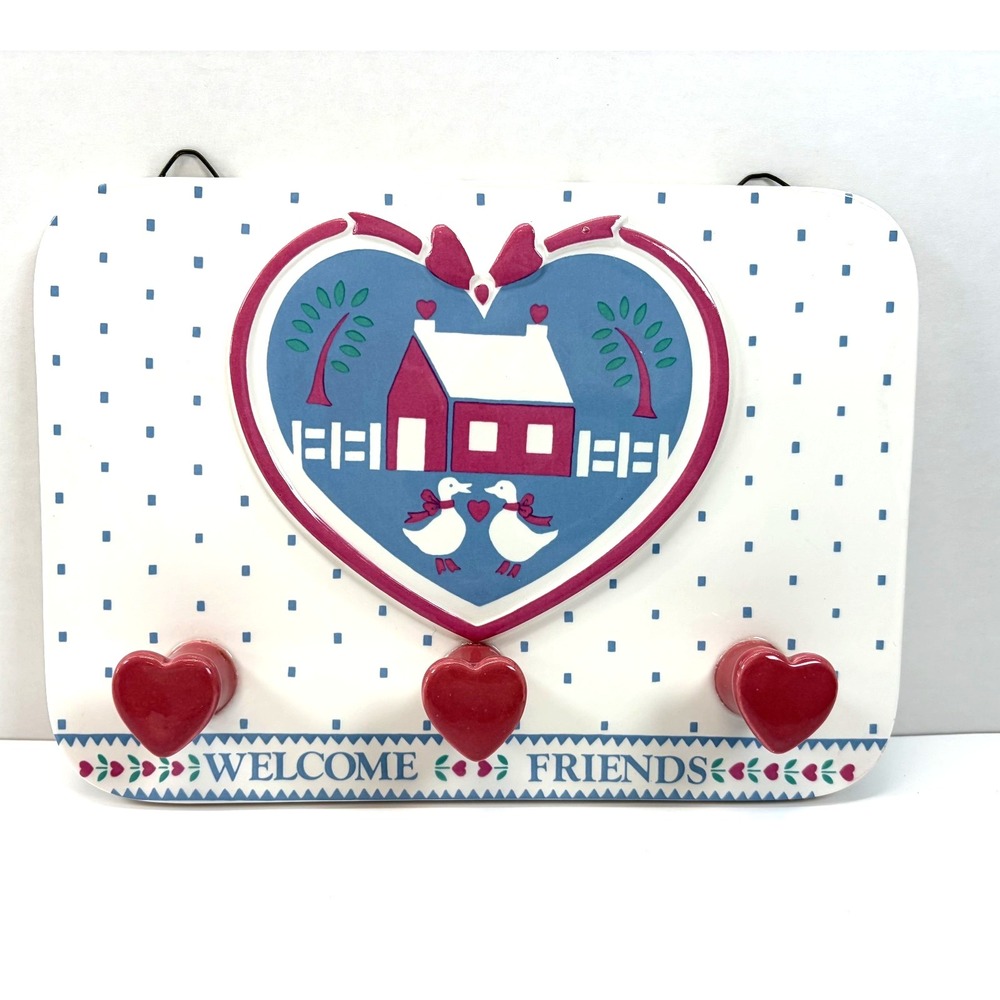 VTG B&D Wall Plaque Keys Towels Cottagecore Grannycore Heart Geese Farmhouse HTF